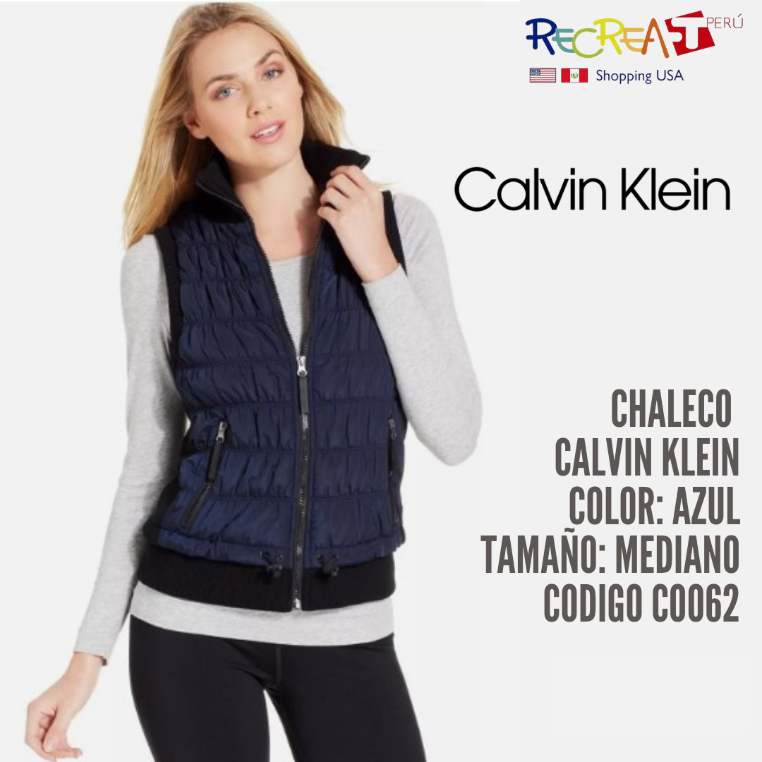 Calvin Klein Women's Ribbed-Knit Quilted Puffer Vest Jacket (Medium, Navy)