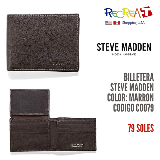 Steve Madden Cartera de cuero para hombre con capacidad adicional y bolsillo abatible