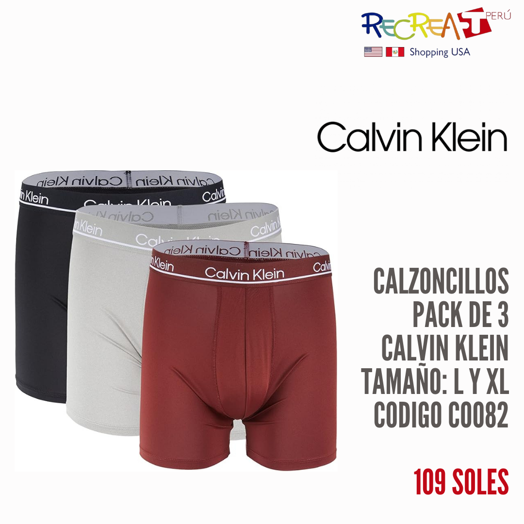 Calvin Klein Paquete de 3 calzoncillos tipo bóxer elásticos de algodón para hombre