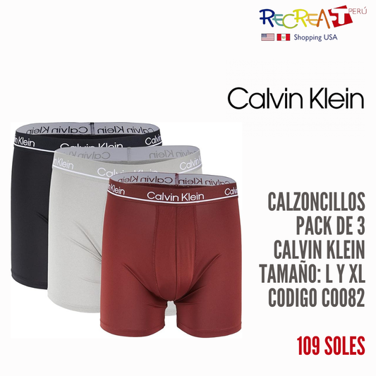 Calvin Klein Paquete de 3 calzoncillos tipo bóxer elásticos de algodón para hombre