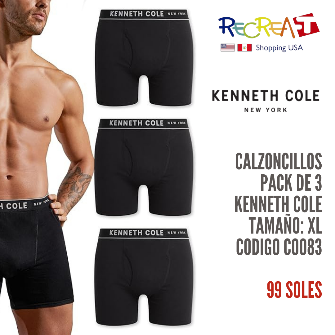 Kenneth Cole Ropa interior para hombre – Calzoncillos tipo bóxer elásticos de algodón con bolsa – Paquete de 3 calzoncillos clásicos para hombre