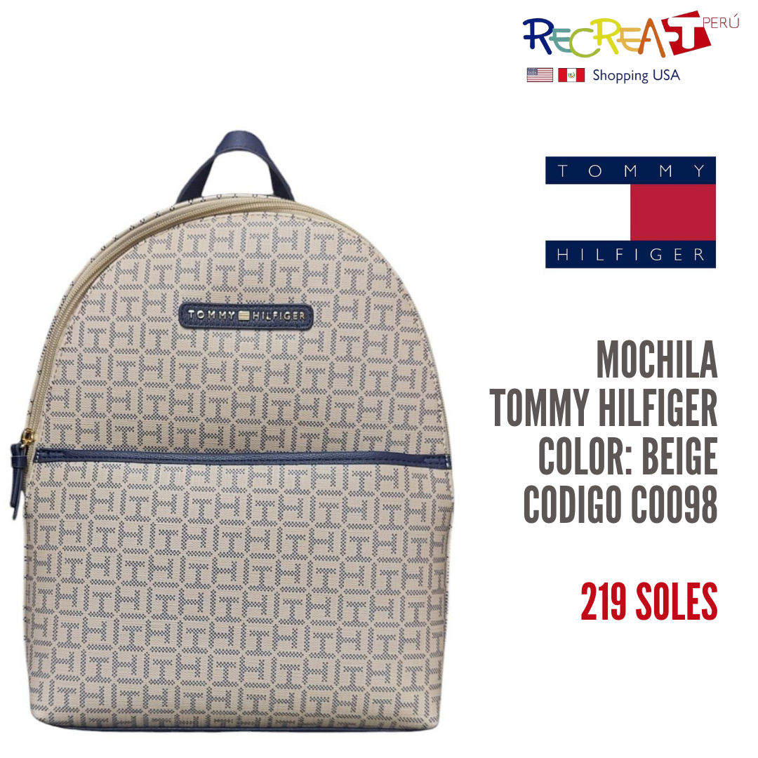 Tommy Hilfiger Mochila para mujer, Beige, Urbano