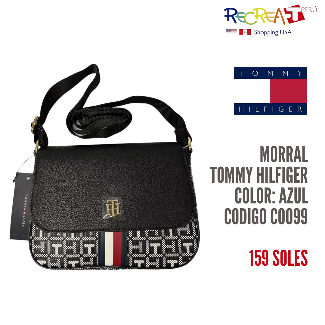 CARTERA CROSSBODY TOMMY HILFIGER JACQUARD FLAP - AZUL