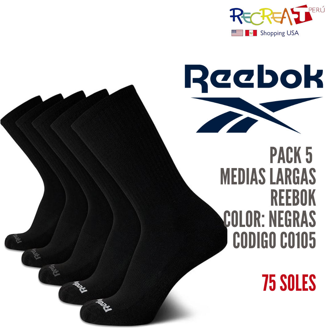 Reebok Calcetines altos para hombre, paquete de 5 calcetines elásticos acolchados de alto rendimiento