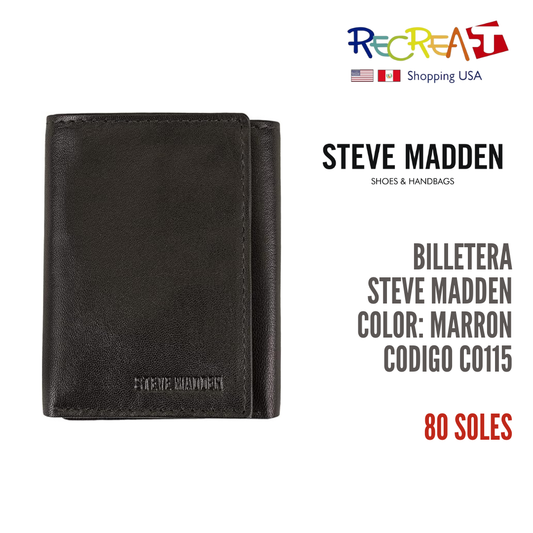 Steve Madden Billetera triple RFID para hombre con ventana de identificación