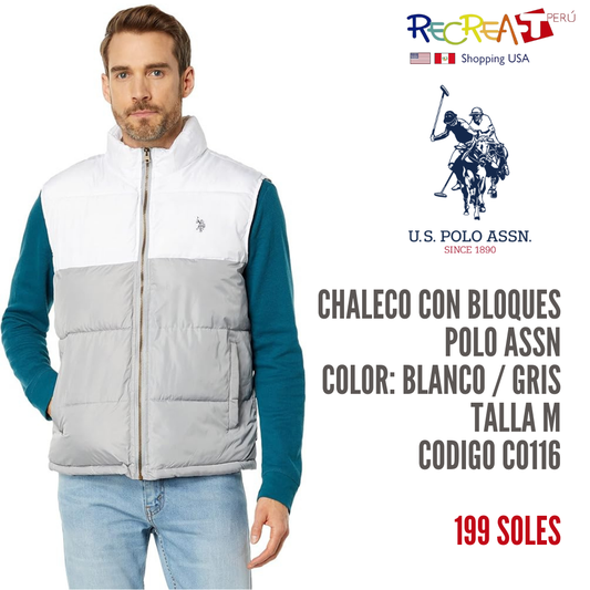 U.S. Polo Assn. Chaleco acolchado con bloques de color