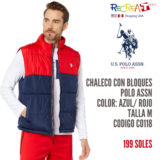 U.S. Polo Assn. Chaleco acolchado con bloques de color