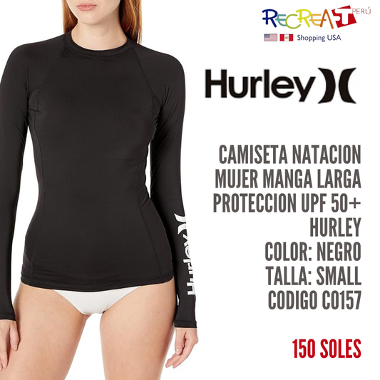 Hurley Camiseta de manga larga Standard One and Only para mujer, color negro, talla S, Negro
