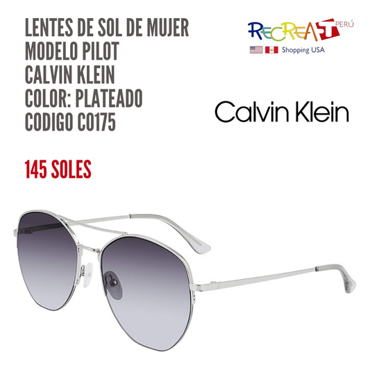 Calvin Klein Gafas de sol Pilot Ck20121s para mujer, plateado
