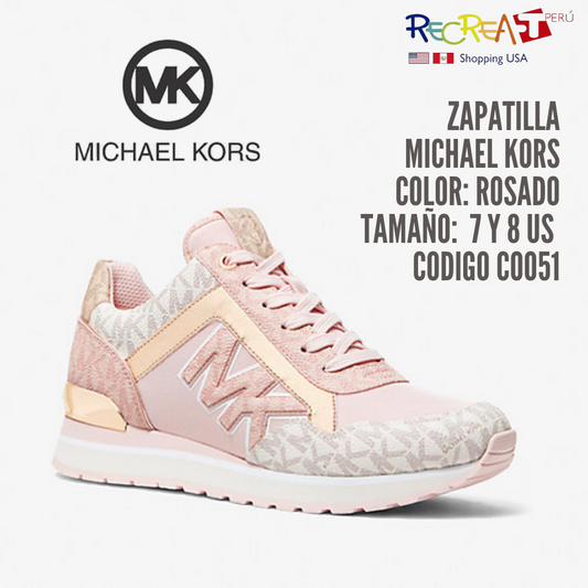 Michael Kors Maddy Two-Tone Logo and Mesh Trainer para mujer