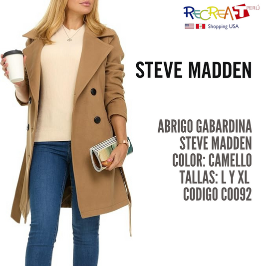 Steve Madden Gabardina para mujer - Abrigos largos de invierno con doble botonadura para mujer