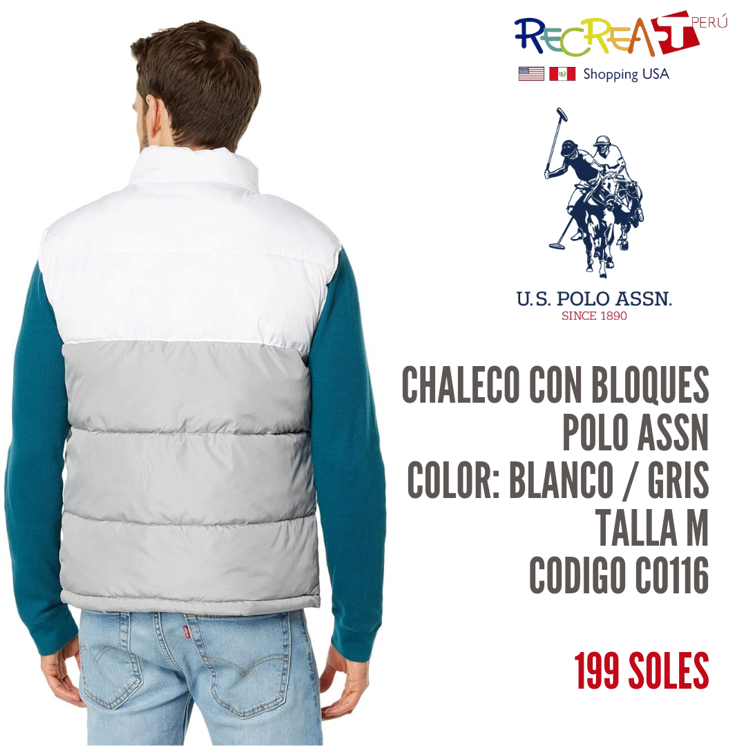 U.S. Polo Assn. Chaleco acolchado con bloques de color