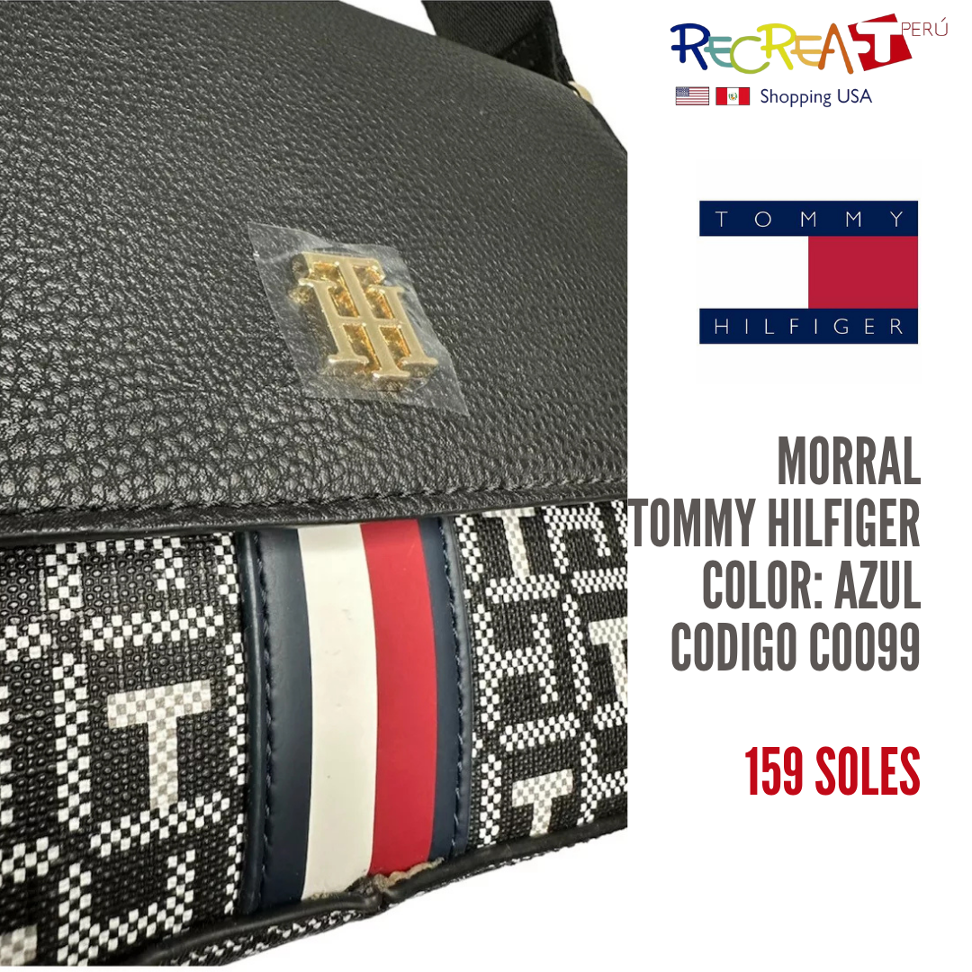 CARTERA CROSSBODY TOMMY HILFIGER JACQUARD FLAP - AZUL