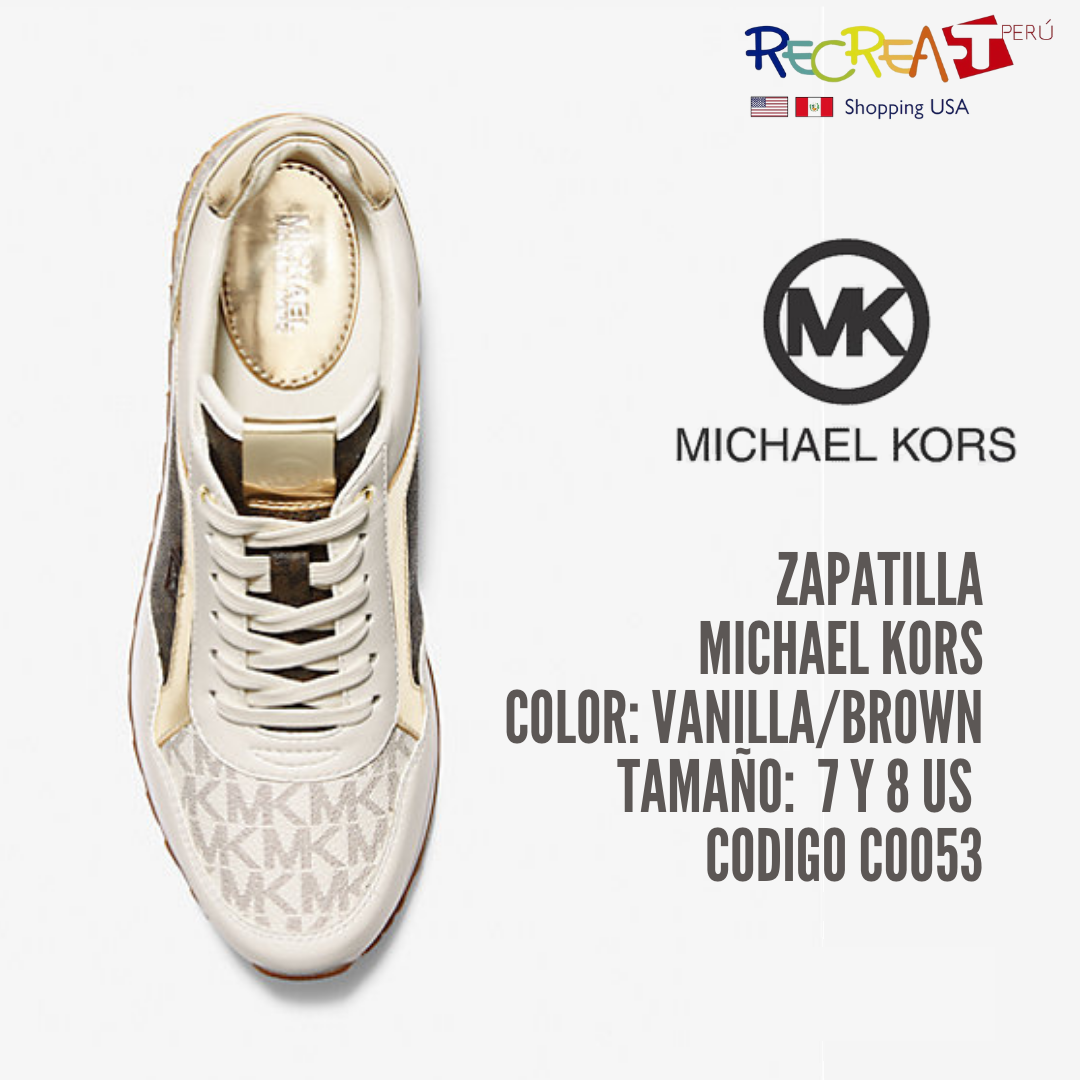 Michael Kors Maddy Two-Tone Logo and Mesh Trainer para mujer