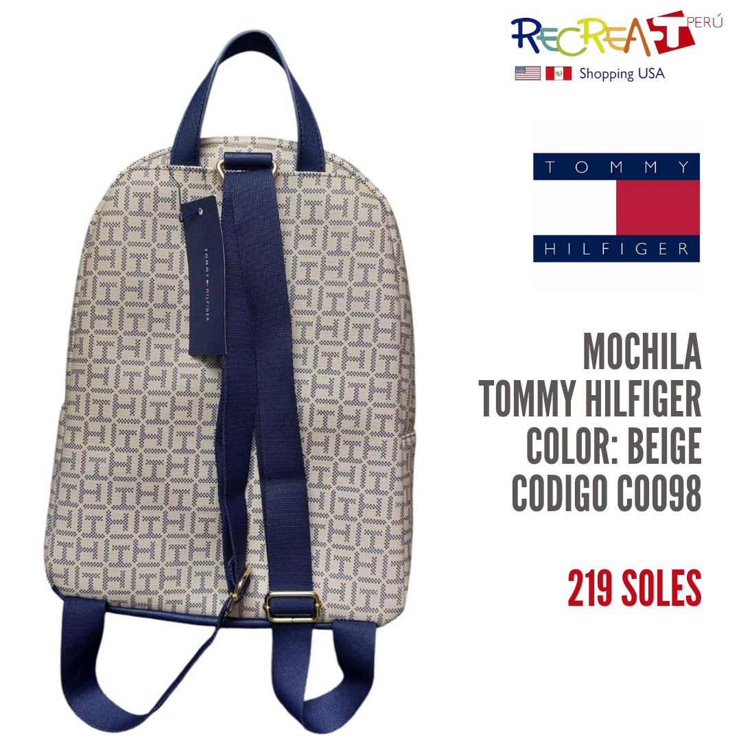 Tommy Hilfiger Mochila para mujer, Beige, Urbano