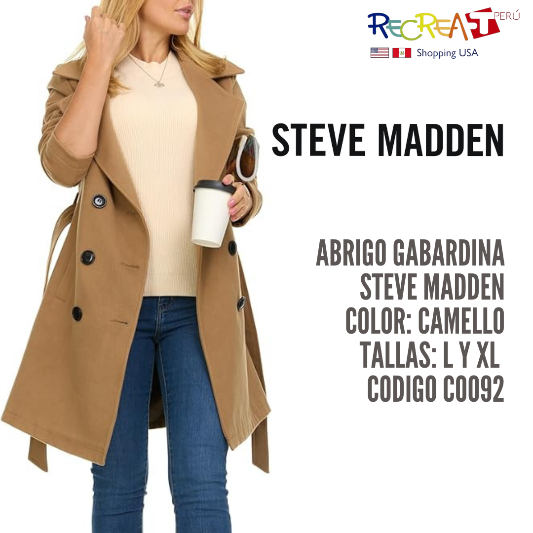 Steve Madden Gabardina para mujer - Abrigos largos de invierno con doble botonadura para mujer