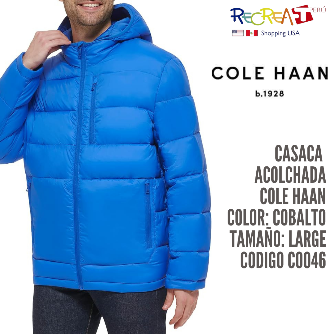 Cole Haan Chaqueta acolchada de nailon con capucha para hombre