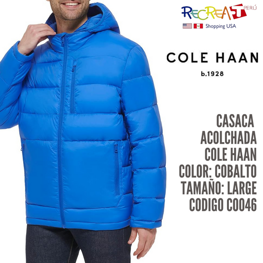 Cole Haan Chaqueta acolchada de nailon con capucha para hombre