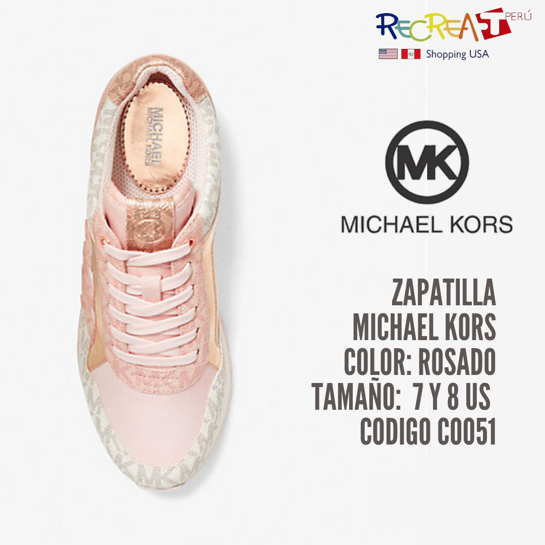 Michael Kors Maddy Two-Tone Logo and Mesh Trainer para mujer