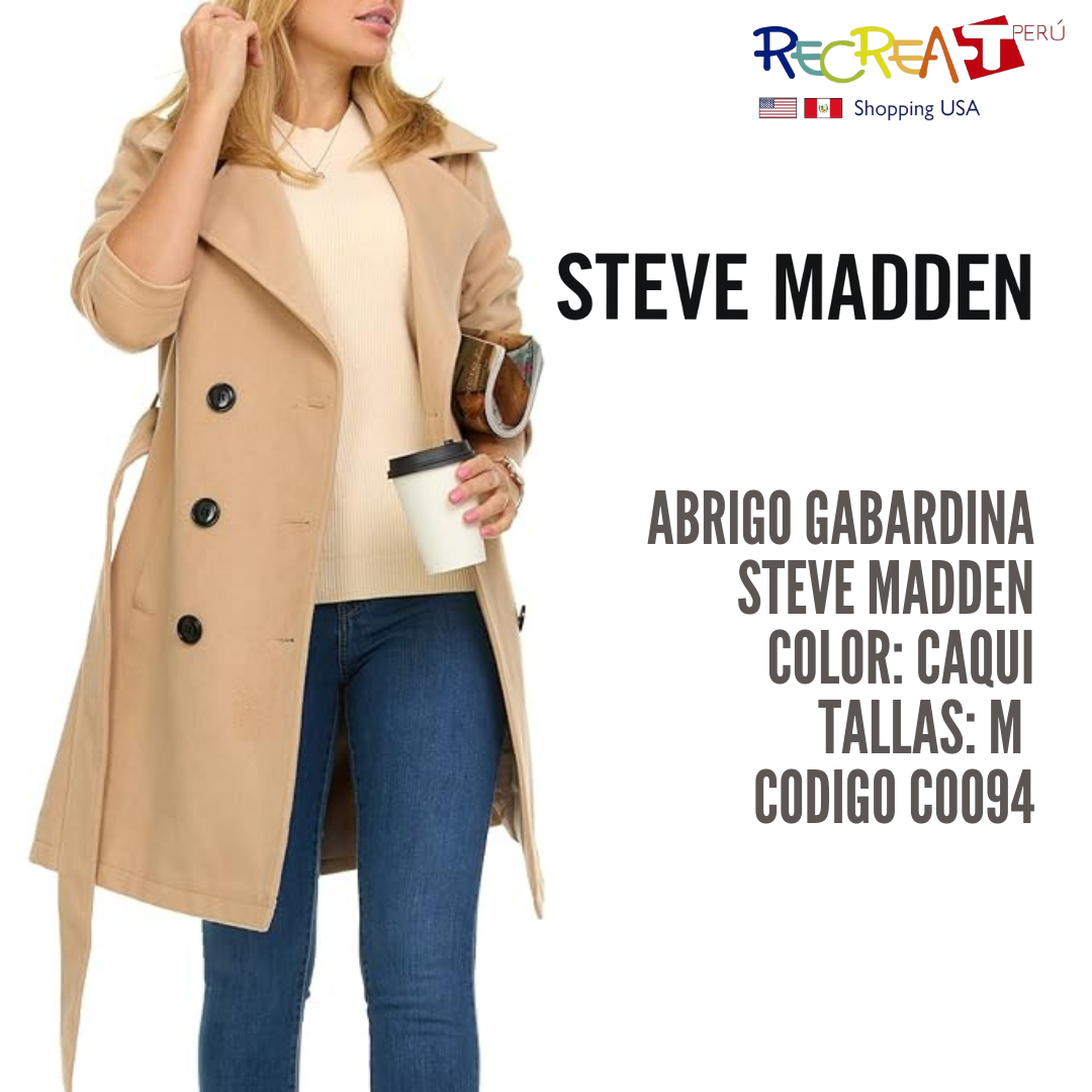 Steve Madden Gabardina para mujer - Abrigos largos de invierno con doble botonadura para mujer