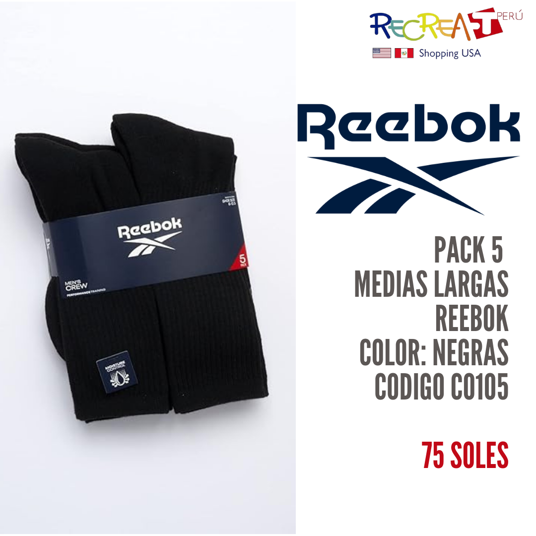 Reebok Calcetines altos para hombre, paquete de 5 calcetines elásticos acolchados de alto rendimiento