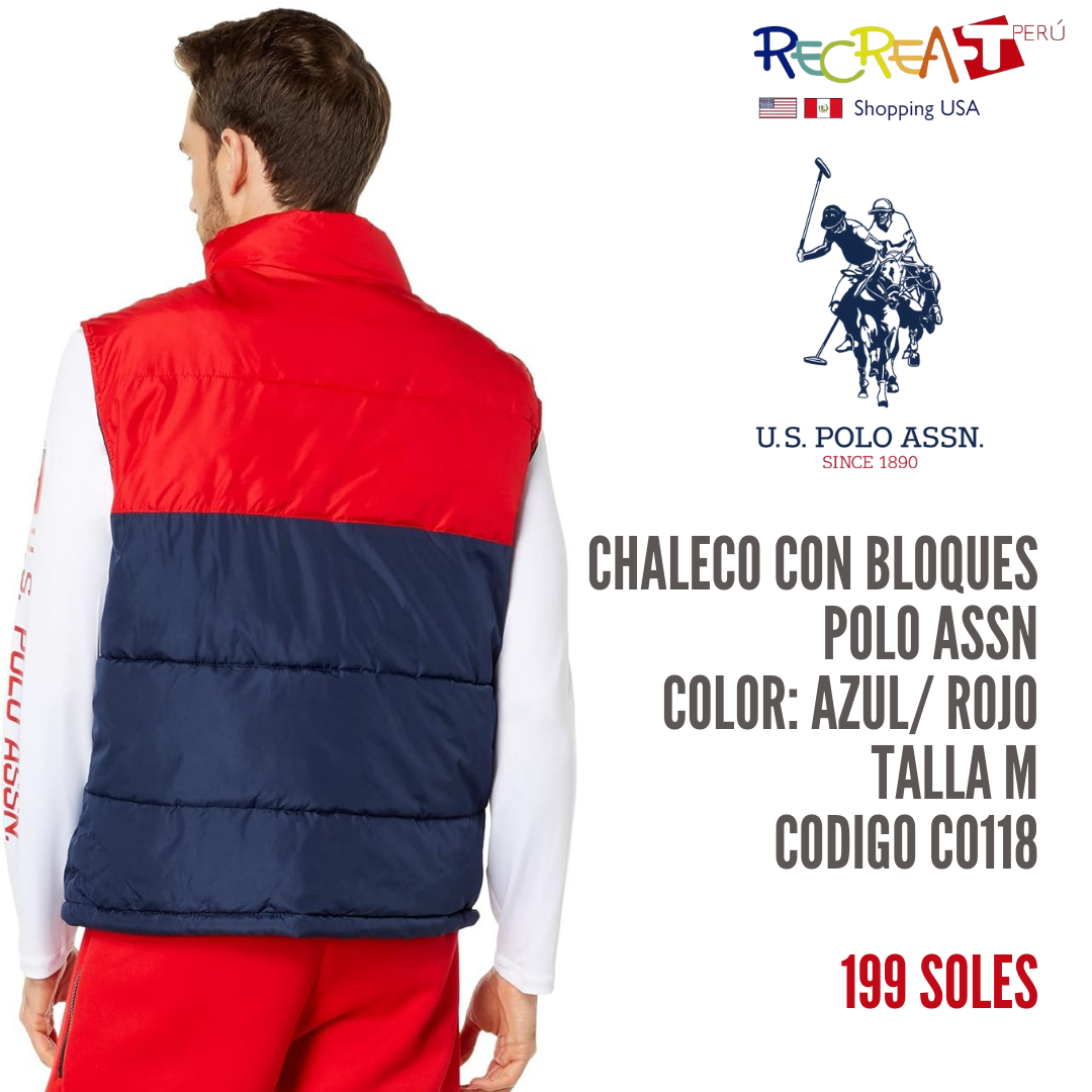 U.S. Polo Assn. Chaleco acolchado con bloques de color