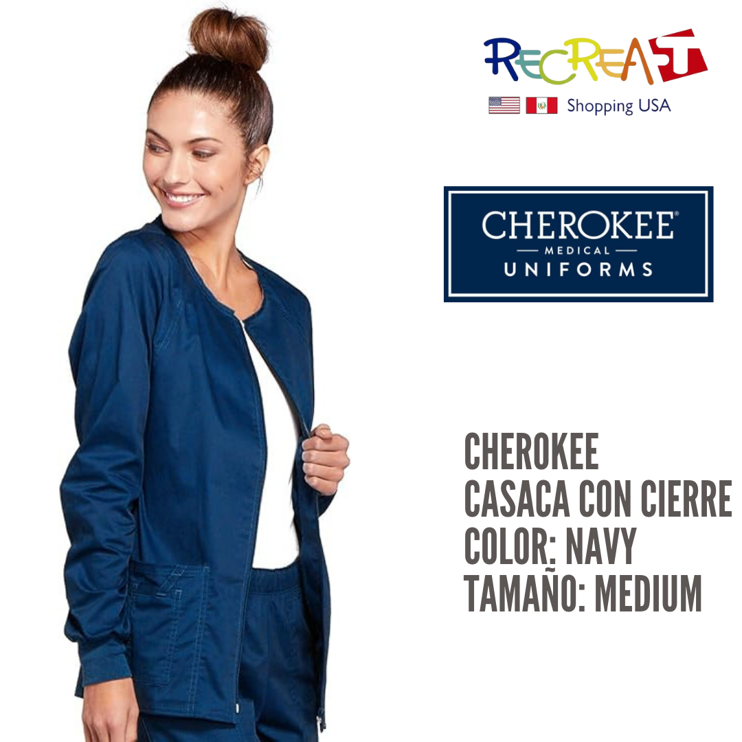 Cherokee Chaquetas quirúrgicas con cremallera frontal para mujer