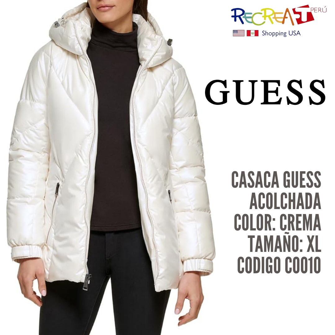 GUESS Chaqueta acolchada de peso medio para mujer