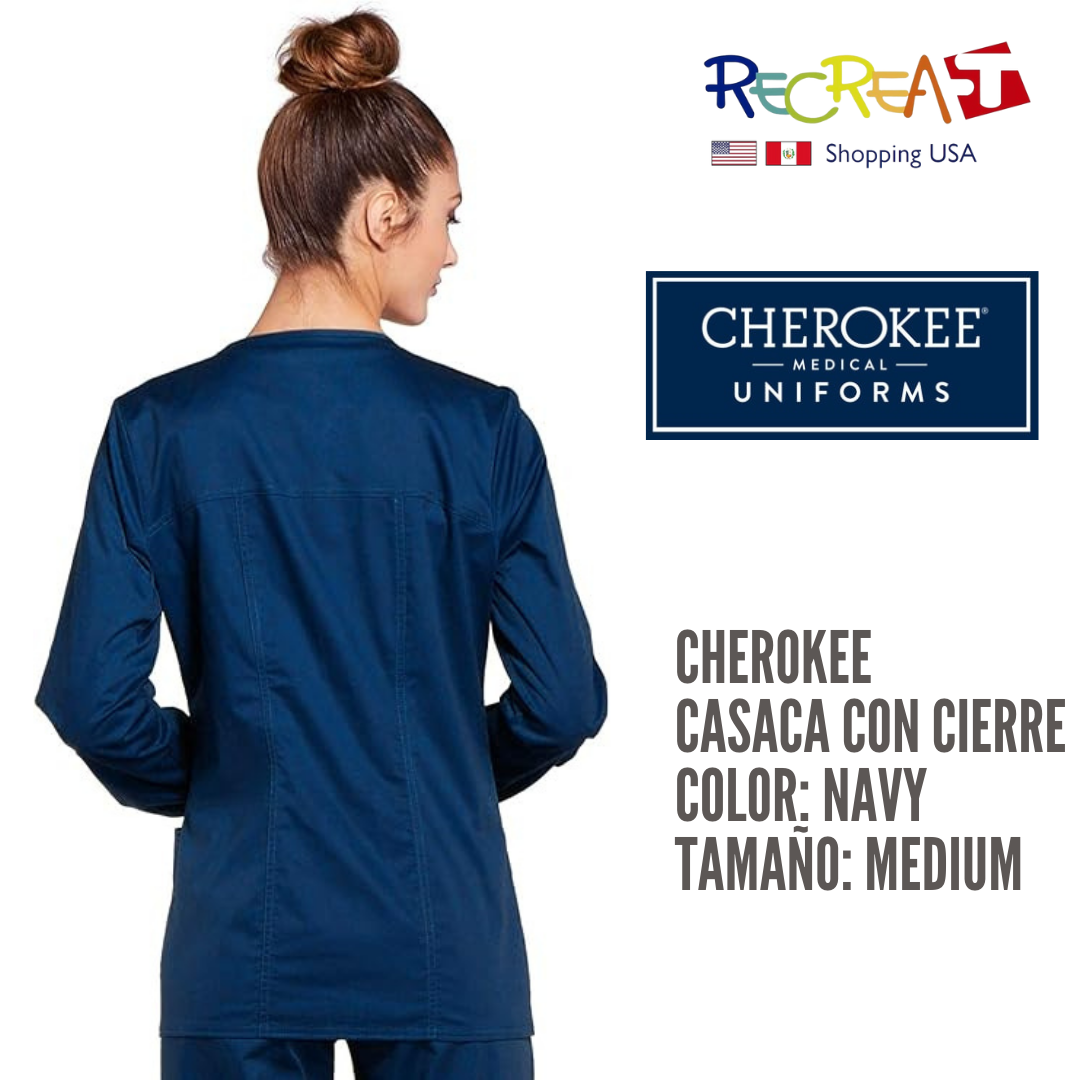 Cherokee Chaquetas quirúrgicas con cremallera frontal para mujer