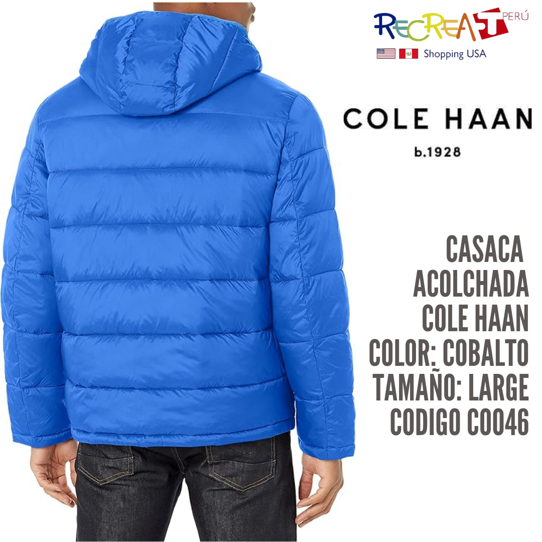 Cole Haan Chaqueta acolchada de nailon con capucha para hombre