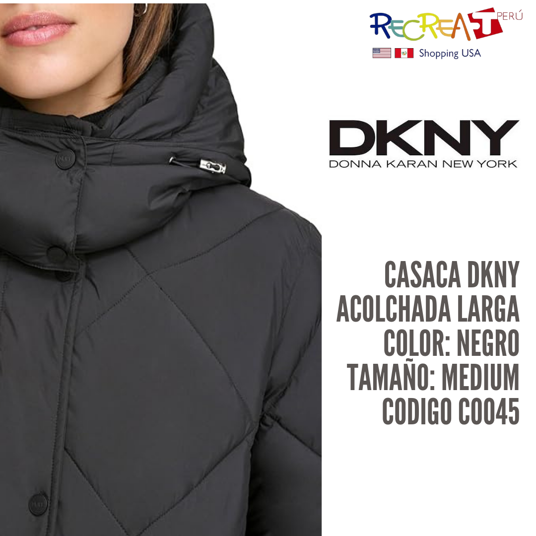 DKNY Women's Diamond Quild Down Alternative Long Puffer Jacket