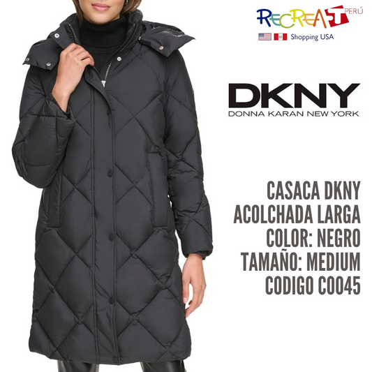 DKNY Women's Diamond Quild Down Alternative Long Puffer Jacket