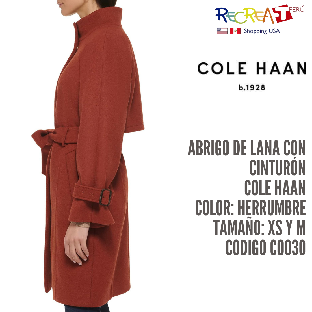 Cole Haan Abrigo de lana raglán melton con cinturón para mujer