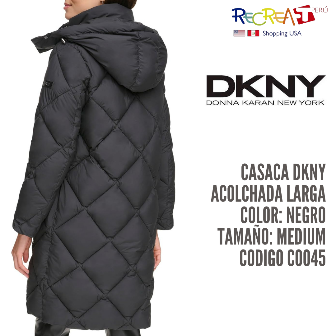 DKNY Women's Diamond Quild Down Alternative Long Puffer Jacket