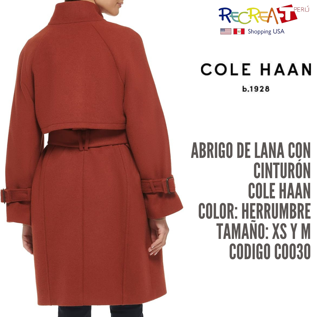 Cole Haan Abrigo de lana raglán melton con cinturón para mujer