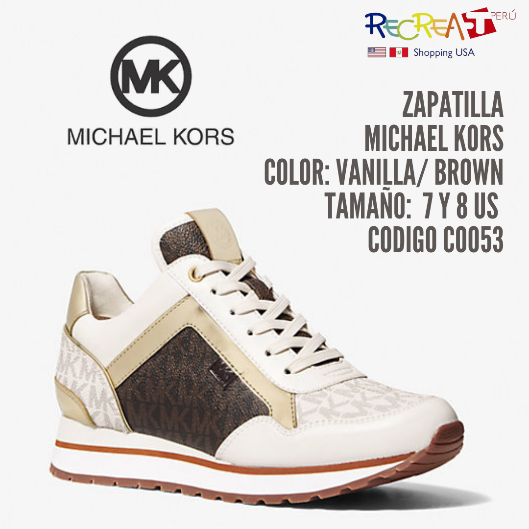 Michael Kors Maddy Two-Tone Logo and Mesh Trainer para mujer