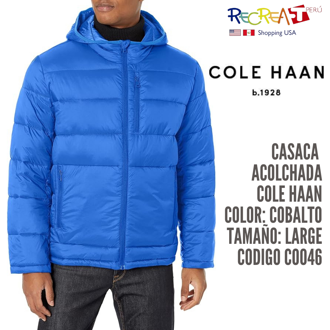 Cole Haan Chaqueta acolchada de nailon con capucha para hombre