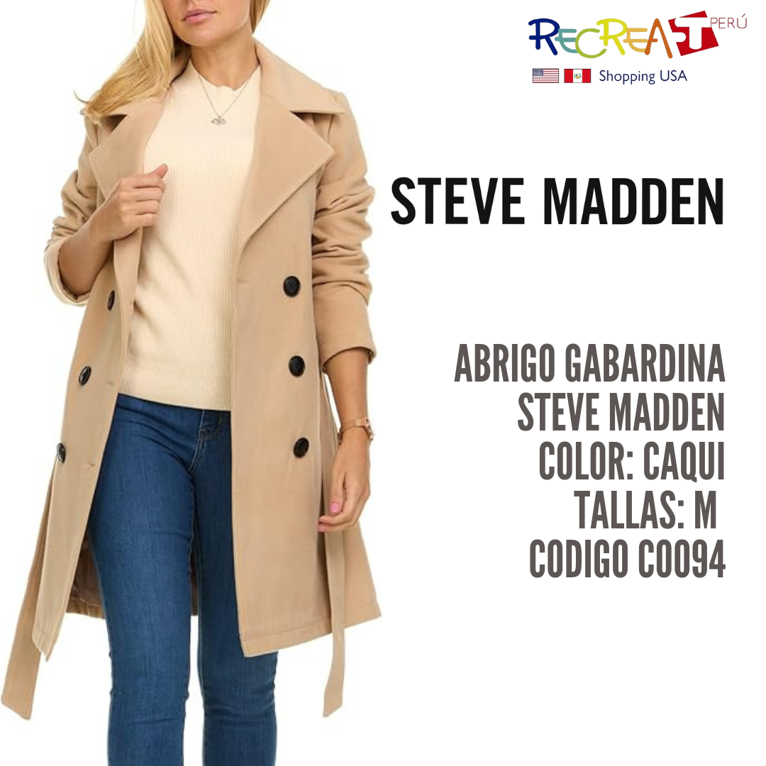 Steve Madden Gabardina para mujer - Abrigos largos de invierno con doble botonadura para mujer