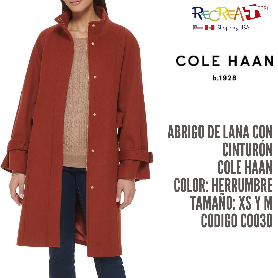 Cole Haan Abrigo de lana raglán melton con cinturón para mujer