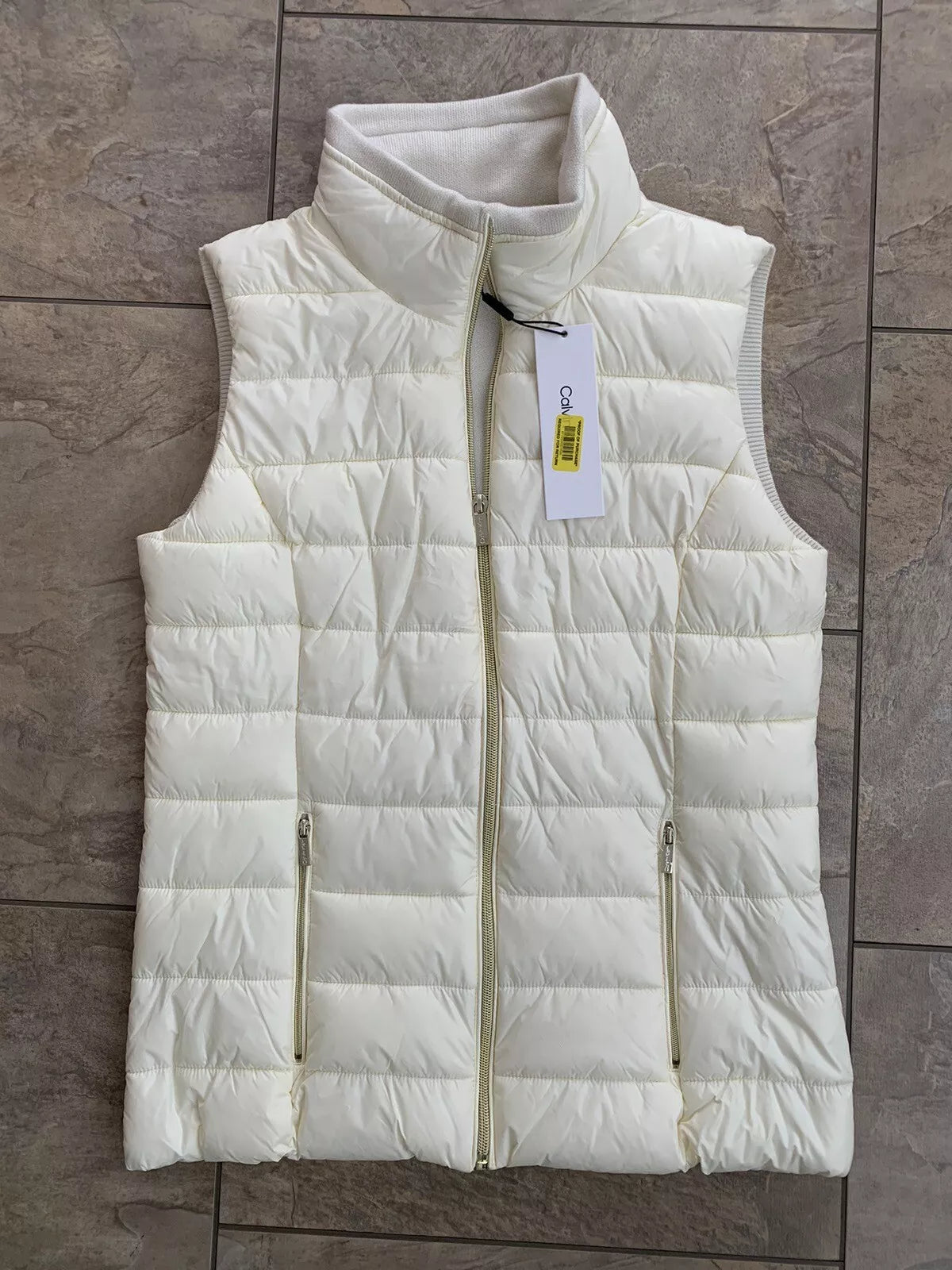 Calvin Klein Puffer Vest Women Down Filled Knit Back